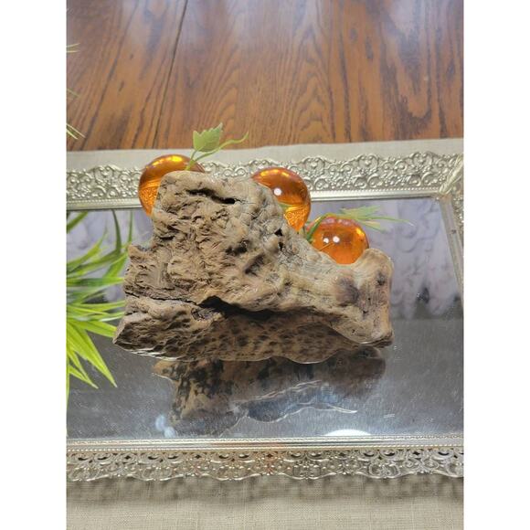 Vintage Lucite Orange Grapes Cluster, Driftwood Vine, MCM Autumn Decor - Picture 4 of 4
